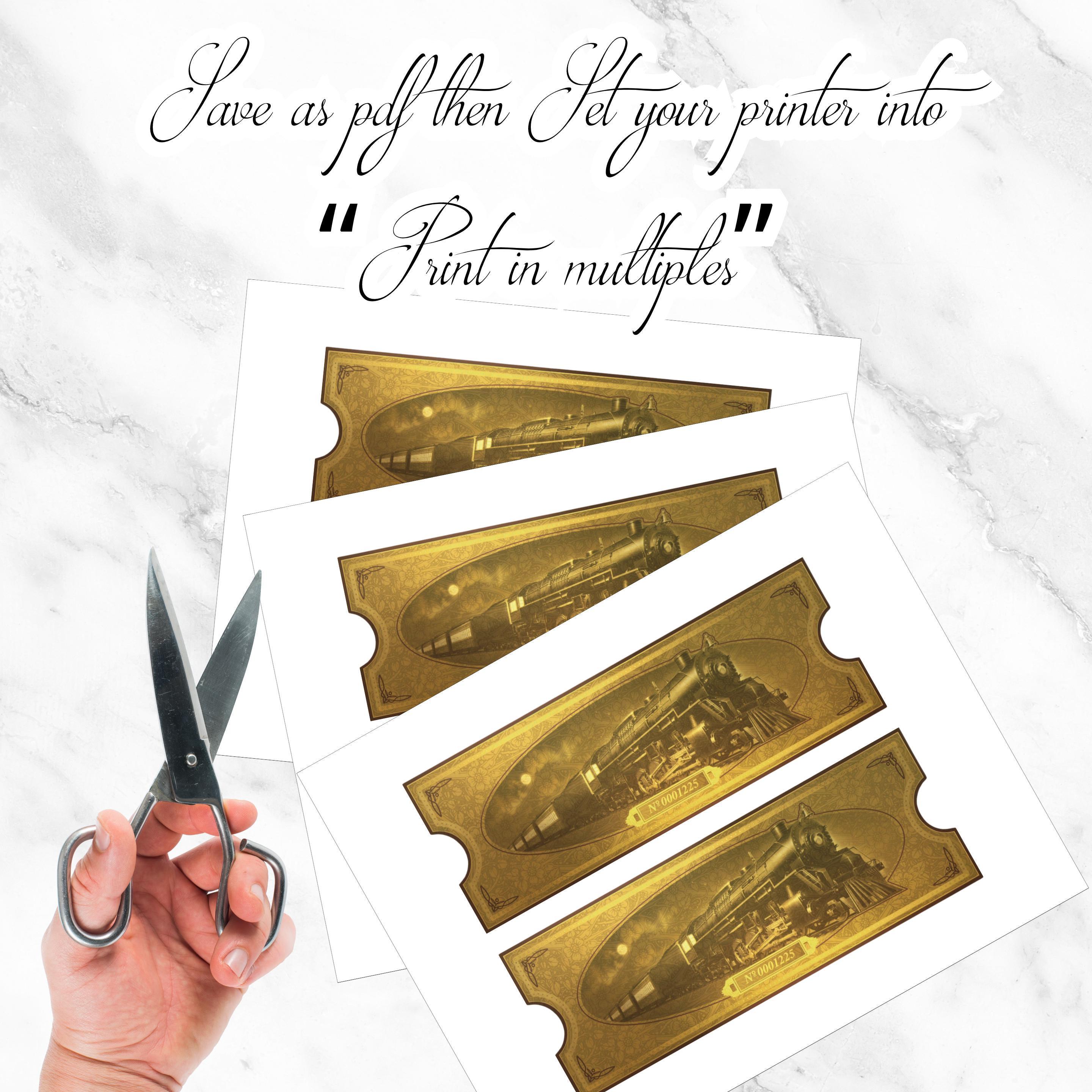 Golden Polar Express Ticket Template Printable Train Party Favor