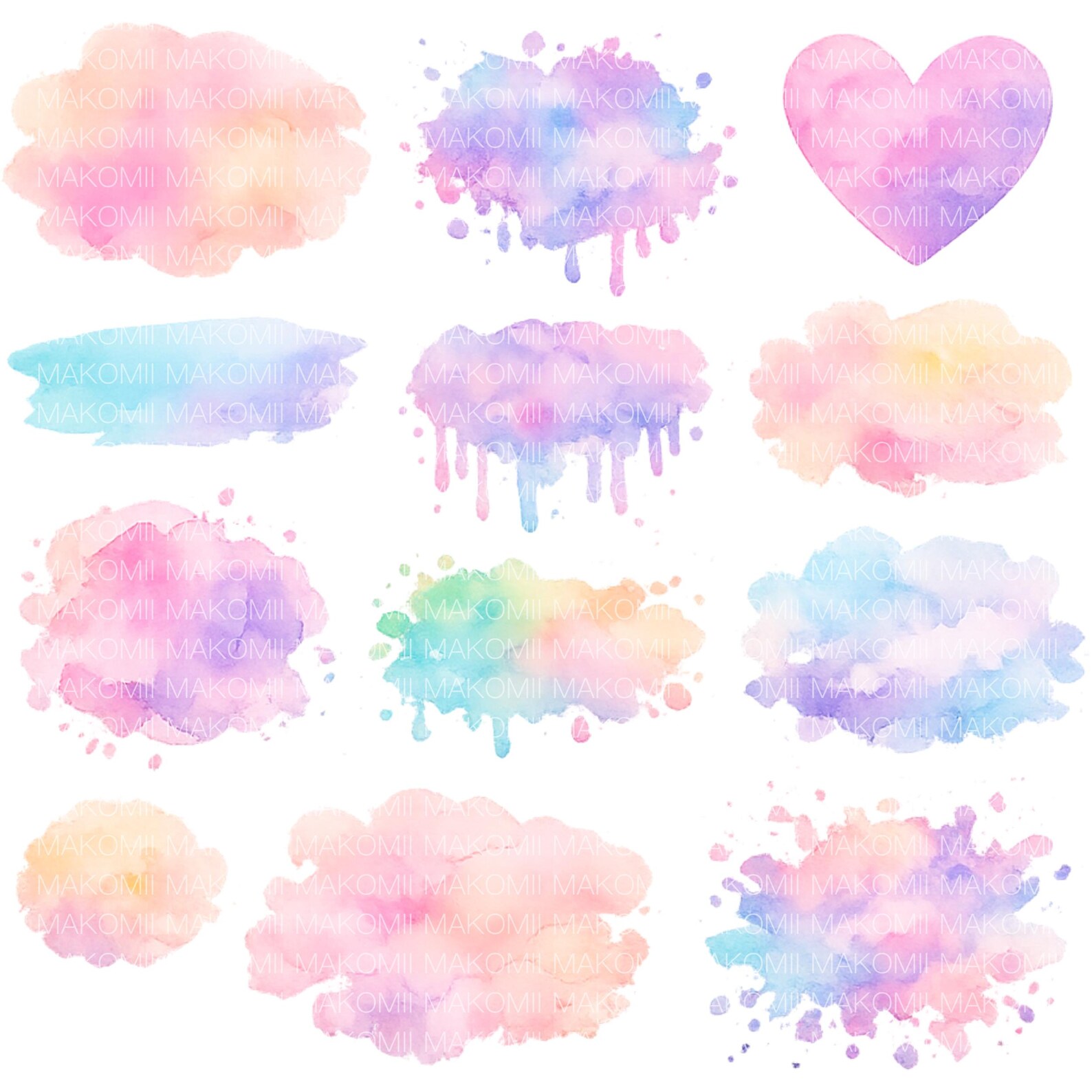 Pastel Alcohol Ink Splash Clipart PNG Bundle | Watercolor Splotches ...