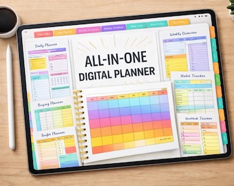All-In-One Digital Planner Colorful iPad Planner Daily Weekly Monthly