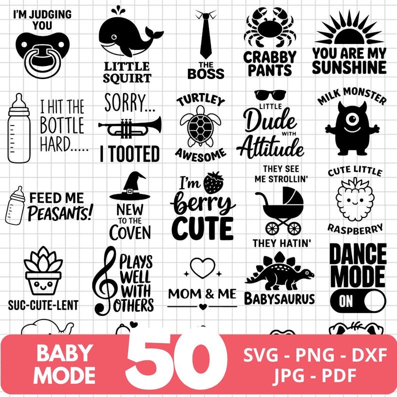 50 Funny Baby SVG Bundle, Sassy Onesie Quotes, Puns for Cricut - Etsy