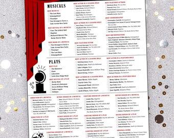 Printable Tony Awards Ballot 2026 | Instant Download