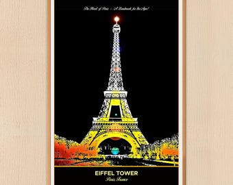 Eiffel Tower Travel Poster: Heart of Paris France Landmark Vintage Wall Art Prints (Digital)