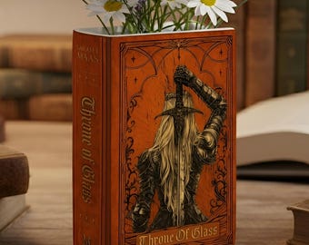 Jarrón con forma de Trono de Cristal, regalo para amantes de los libros de fantasía, jarrón floral con forma de libro, jarrón inspirado en Sarah J. Maas, decoración para habitaciones con temática literaria.