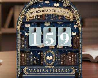 Personalized Book Tracker for Readers, Custom Books Read Counter, Starry Bookshelf Decor, Cat Lover Reading Sign, Gift for Book Lovers