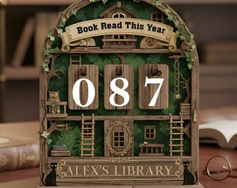 Personalized TreeHouse Book Tracker, Books Read This Year Display, Fantasy Library Reading Counter, Custom Book Lover Gift