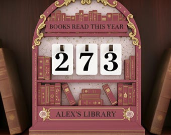 Custom Book Tracker Sign, Personalized Reading Counter, Elegant Bookshelf Decor, Books Read This Year Display, Gift for Book Lovers