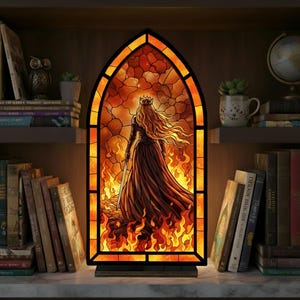 Aelin Book Nook, Fire Queen Book Nook, Throne of Glass Fantasy Window Light, Warrior Queen Arch Decor, Bookish Gift, Arch Bookshelf Decor