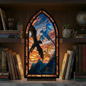 Fourth Wing Book Nook, Fourth Wing Dragon Inspired Fantasy Window Lamp, Tairn Book Nook, Bookish Gift, Bookish Gift, Cozy Reading Lamp