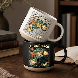 ACOTAR Suriel Tea Co Mug, Vintage Fantasy Tea Pottery Mug, Prythian Bookish Coffee Cup, Romantasy Reader Gift