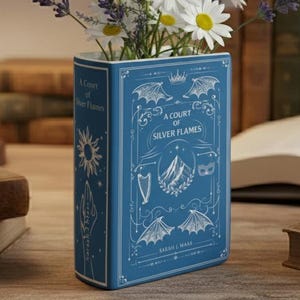 Ein Gericht der silbernen Flammen Büchervase, ACOTAR inspirierte Büchervase, Fantasy-Buch-Liebhaber-Geschenk, Sarah J Maas inspiriertes Dekor, Bücherwurm Blumenvase