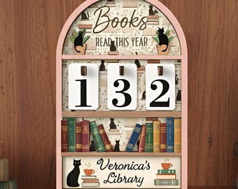 Custom Books Read This Year Sign, Personalized Book Tracker, Botanical Bookshelf Decor, Reader Gift for Women, Gift for Book Lovers
