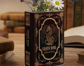 Fourth Wing Book Vase, Dragon Fantasy Book Decor, Rebecca Yarros Inspired Vase, Book Lover Gift, Fantasy Reader Decor, Flower Vase Decor