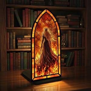 Aelin Book Nook, Fire Queen Book Nook, Throne of Glass Fantasy Window Light, Warrior Queen Arch Decor, Bookish Gift, Arch Bookshelf Decor image 2