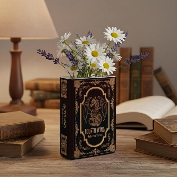 Fourth Wing Book Vase, Dragon Fantasy Book Decor, Rebecca Yarros Inspired Vase, Book Lover Gift, Fantasy Reader Decor, Flower Vase Decor