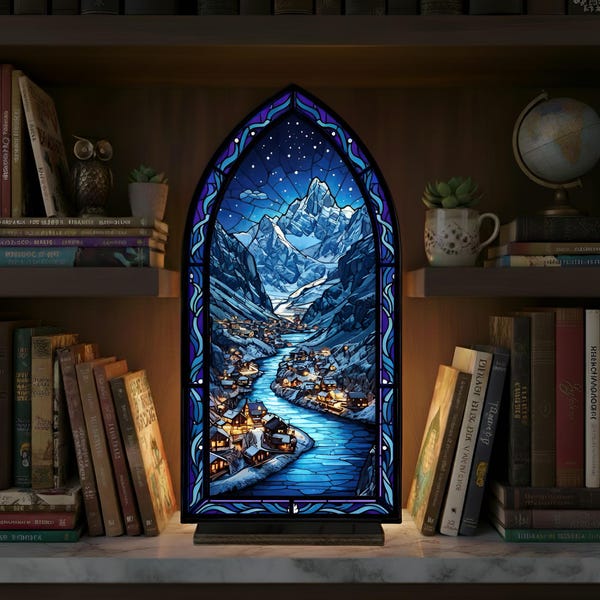Velaris Winter Court Book Nook, ACOTAR Book Nook, ACOTAR Fantasy Ice Kingdom Window Lamp, Arch Bookshelf Decor, Bookish Gift