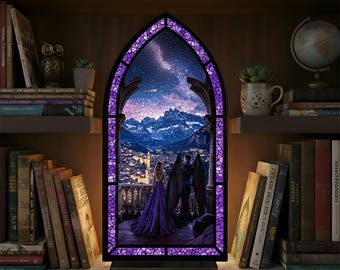 Velaris Book Nook, Feyre and Rhysand ACOTAR geïnspireerd boekenhoekje, Night Court Fantasy boekenplank invoegen, Fantasy Book Nook, decor boekcadeau