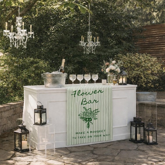 Linen Fabric Flower Bar Sign, Fresh off the Market Bridal Shower or Baby in Bloom
