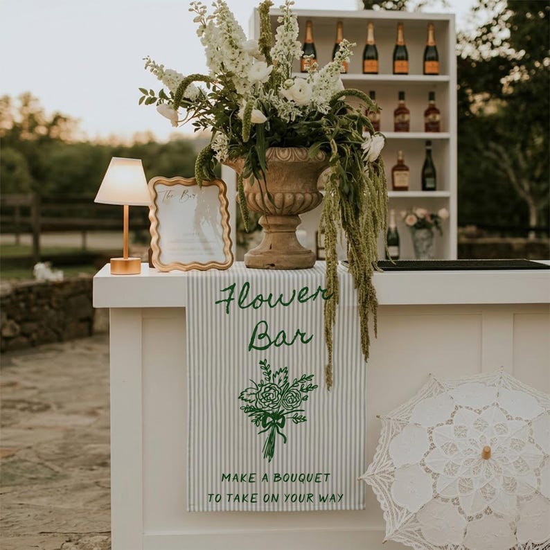 Linen Fabric Flower Bar Sign, Fresh off the Market Bridal Shower or Baby in Bloom image 2