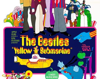 The Beatles - Yellow Submarine - Home Theater Decor - Movie Musical Poster Print - 13"x19" or 24"x36" - Vintage Rock and Roll Poster -