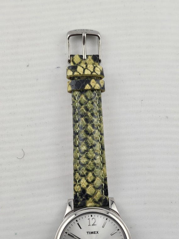 New TIMEX T2P130TN Green Python Patterned Leather… - image 2