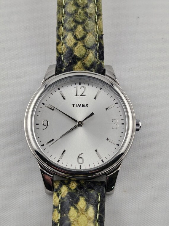 New TIMEX T2P130TN Green Python Patterned Leather… - image 1
