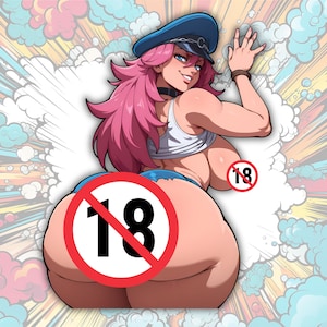 Vechter Waifu-buit | Sticker kawaii anime, glanzend vinyl, schattig kunstcadeau