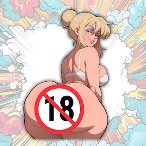 Sticker Kawaii blond animemeisje: waterdichte vinylsticker