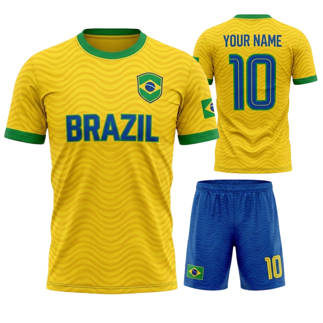 Personalized Brazil Football Kit, Brazil Soccer Shirt and Shorts Set ...