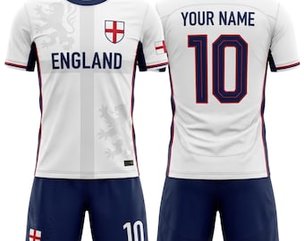 England Jersey Kit, English Football Shirt, Custom Soccer Fan Gift for Men Supporters