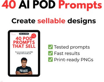 Lite Edition – 40 AI POD Prompts for Print-on-Demand | Leonardo AI Starter Pack (Digital Download)