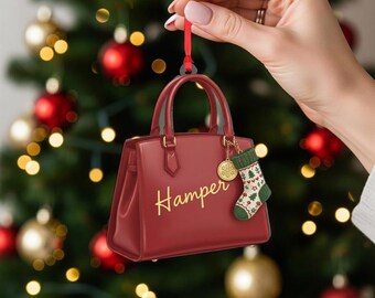 Ornement De Noël En Verre Recyclé Noir - Sac à Main Motif - Hauteur 7 Cm - Vondels, Fabrication Artisanale - Décoration Sapin Unique