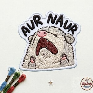 Aur Naur Cute Patch, Funny Possum Hamster Raccoon Meme Embroidered Iron On Badge, Sarcastic Animal Series 1 Applique for Jackets Bags