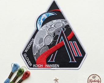 Artemis II Mission Embroidered Patch, NASA Moon Exploration Badge, Wiseman Glover Koch Hansen Astronaut Patch