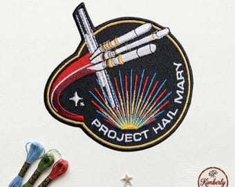 Project Hail Mary Embroidered Mission Patch, Ryland Grace Cosplay, Andy Weir Sci-Fi Fan Gift, Iron-On Space Rocket Jacket Badge