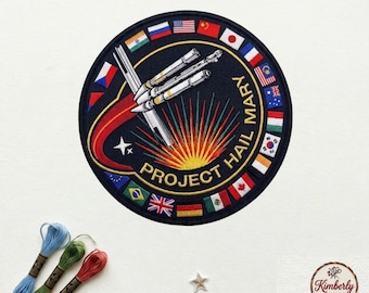 Project Hail Mary International Mission Patch, Embroidered Iron On Badge, Andy Weir Sci-Fi Fan Gift, Space Rocket Jacket Decor