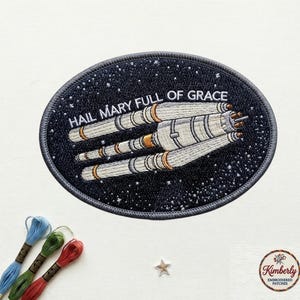 Project Hail Mary Patch, Ryland Grace Amaze Quote Embroidered Iron On Badge, Sci-Fi Spaceship Book Lover Applique for Jackets Bags