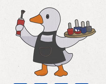 Nail Tech Ente Stickdatei Design | Lustige Manikürist Ente Maschinenstickdatei | Nageldesigner Humor | PES DST Sofortiger Download