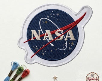 NASA Meatball Logo Embroidered Patch, Classic Blue Space Agency Badge, Astronaut Mission Iron On Patch for Jackets Bags
