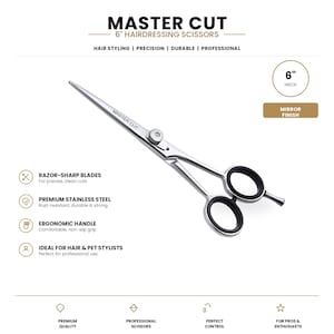 15 cm professionell hårklippsax | Barbersax i rostfritt stål (spegelblank finish)