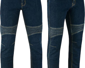 Pantalones vaqueros azules para motociclista con protección CE para hombre