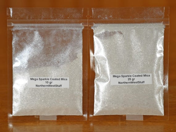 Mica, Mega Sparkle Coated, Iridescent/Pearlescent Flake, #4 Fine Flake Size (4th Finest)