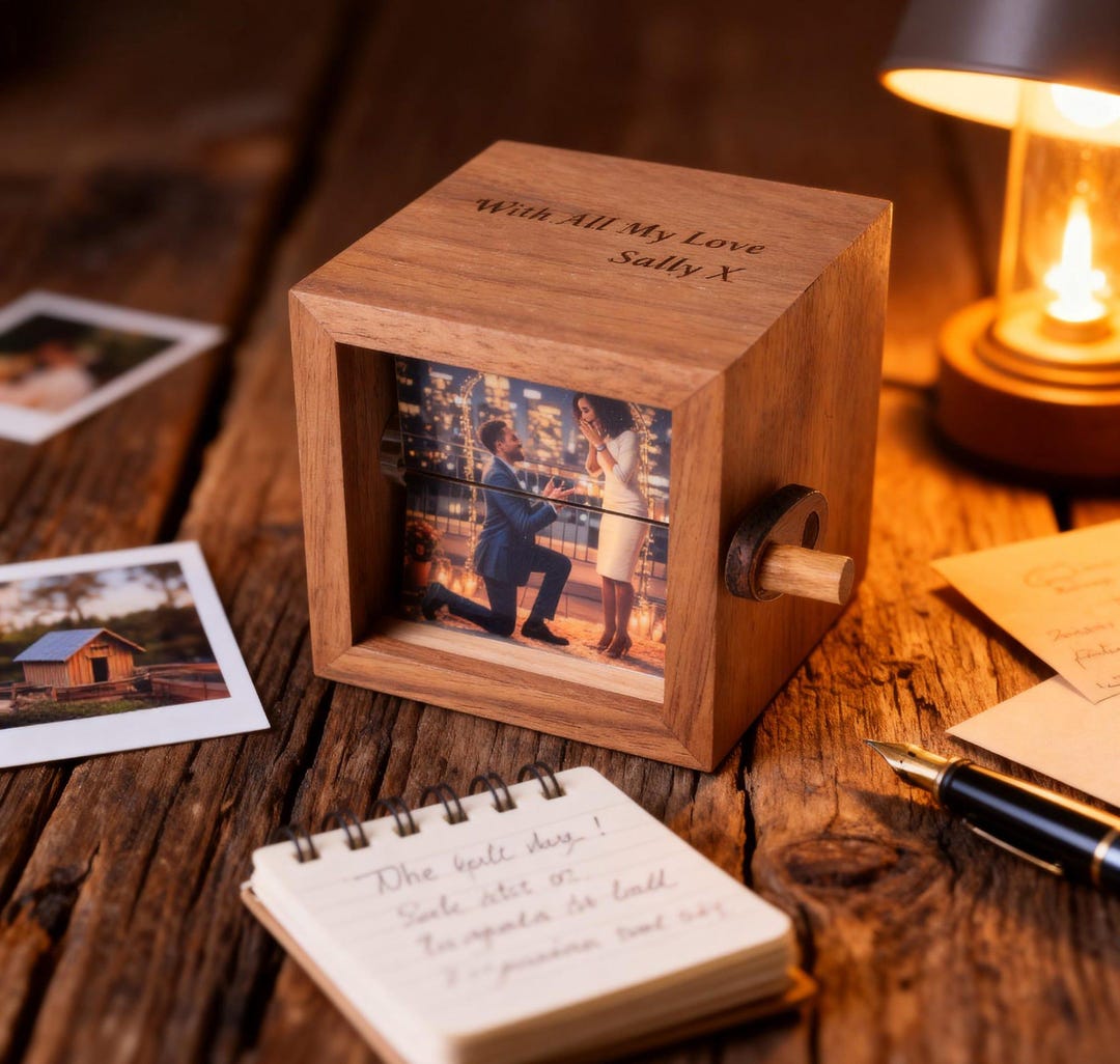 Personalized Photo Flipbook Animation Box, Custom Wooden Photo Book ...