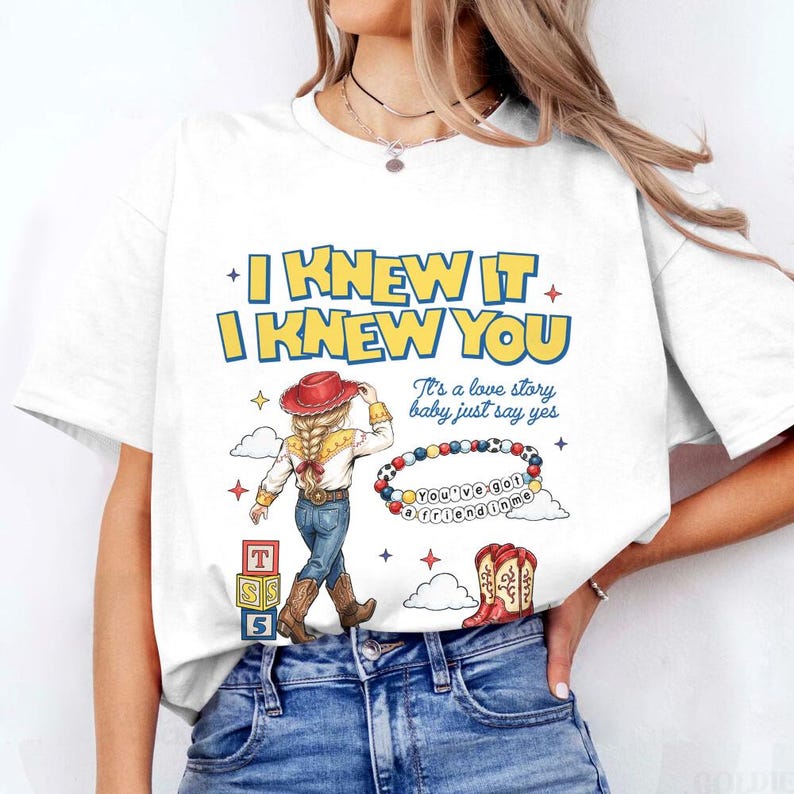 Retro Pixar Toy Story 5 Comfort Colors Shirt,I Knew It I Knew You Tee, Toy Story 5 Shirt,Western Cowgirl Boots Tee, Friendship Bracelet Tee image 1