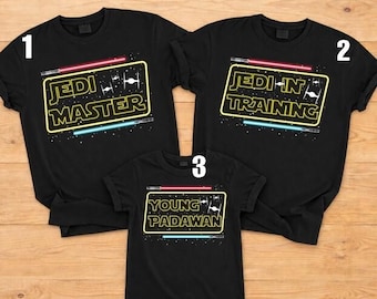 StarWars Jedi Master, Jedi In Training and Young Padawan Shirt Disneyland Father's Day Shirt, Mother's Day Gift, Father And Son Matching Tee