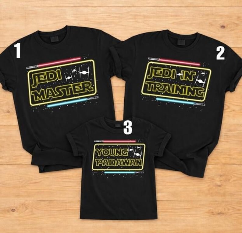 StarWars Jedi Master, Jedi In Training and Young Padawan Shirt Disneyland Father's Day Shirt, Mother's Day Gift, Father And Son Matching Tee image 1