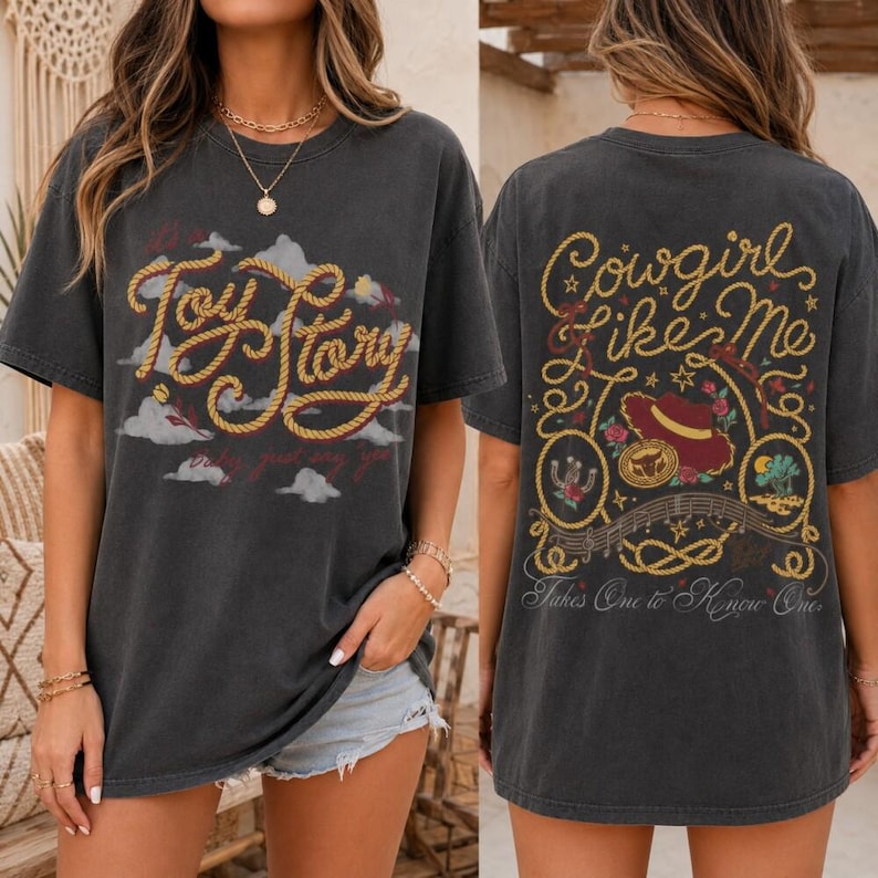 Retro Toy Story 5 2-Sided Shirt, Cowgirl Like Me Comfort Colors Tee, Vintage Western Jessie T-Shirt, Front and Back Disneyland Toy Story Top image 1
