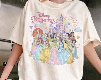 Camisetas de princesas, camisetas de princesas de Disneyland, camisetas de viaje para chicas de Disneyland, camisetas de Disneyworld, Rapunzel, Bella, Cenicienta