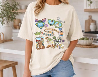 Vintage Toy Story 5 Inspired Shirt, Retro Friendship Graphic Tee, Buzz Lightyear Alien Friends Comfort Colors Shirt, Cartoon Movie Fan Gift