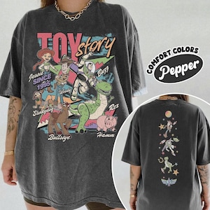 2 Side Toy Story 1995 Comfort Colors Shirt, Woody Buzz Lightyear Rex Tee, WDW Disneyland Family Vacation Matching Trip,Pixar Sci Fi Fan Gift image 1