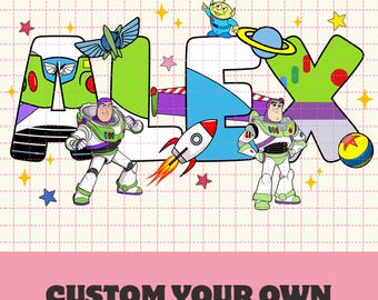 Disneyland Buzz Lightyear aangepaste naam png, gepersonaliseerde Toy Story verjaardagsnaam png, Toy Story-themafeestje png, bijpassende familieverjaardag png